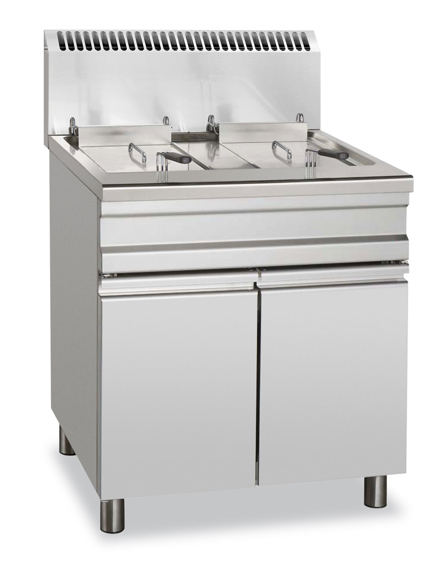 Friteuse professionnelle gaz 2 cuves 17,5+17,5L sur coffre – MBM