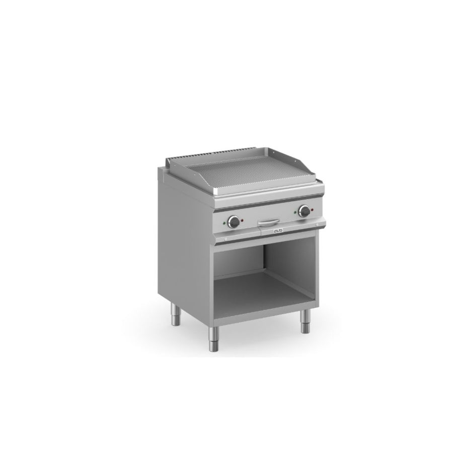 FRY-TOP ELECTRIQUE, PLAQUE RAINURÉE ÉL. SUR BAIE LIBRE