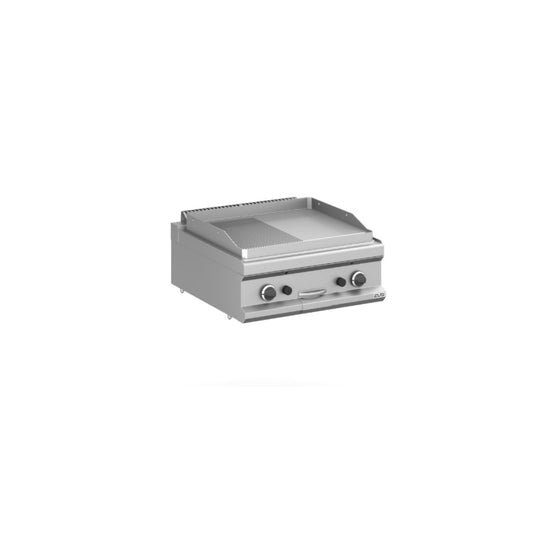 FRY-TOP A GAZ, PLAQUE 1/2 LISSE 1/2 RAINURÉE Eurotec France , MBM