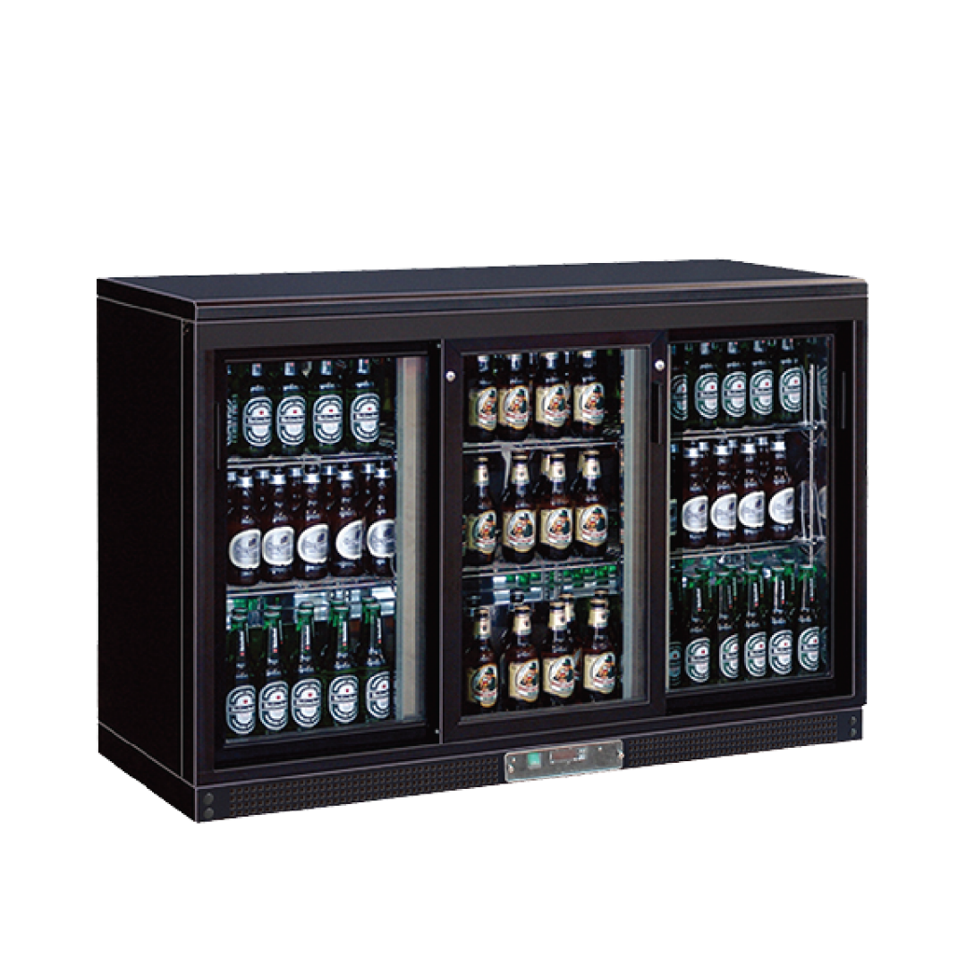 Arrière bar 3 portes vitrées battantes/coulissantes 303 litres