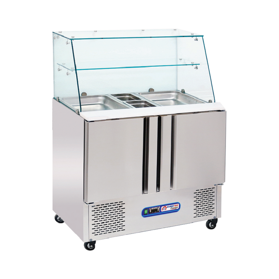 Saladette réfrigérée vitrée 2 portes moteur en bas