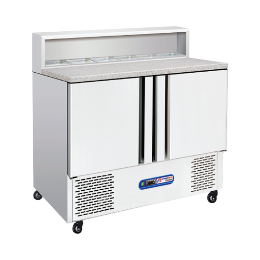 Saladette réfrigérée / pizzetta COMPACT 2 portes moteur en bas