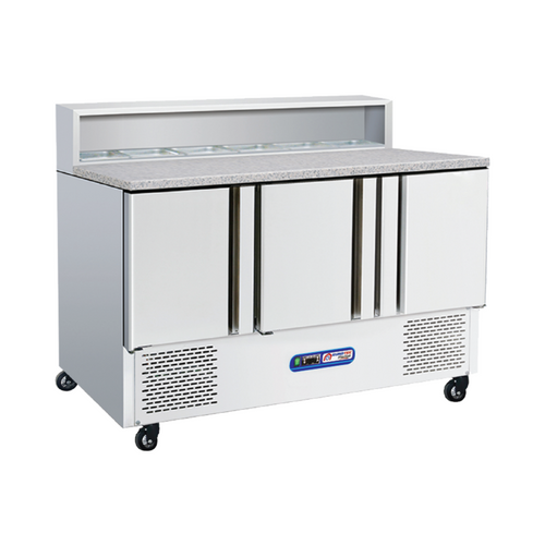 Saladette réfrigérée COMPACT 3 portes 8 bacs GN1/6 moteur en bas