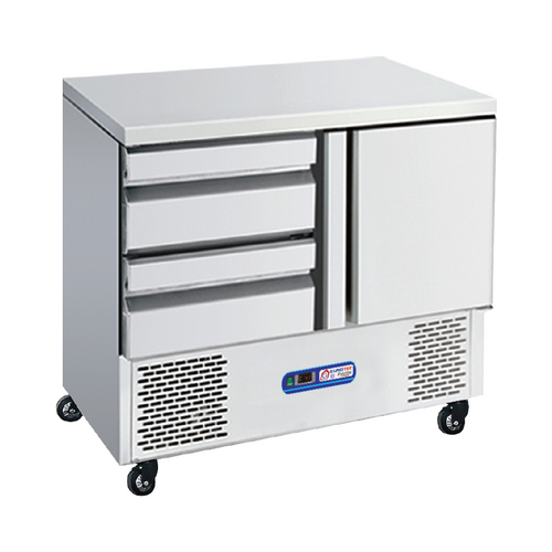 Table réfrigérée COMPACT 1 portes et 2 tiroirs moteur en bas