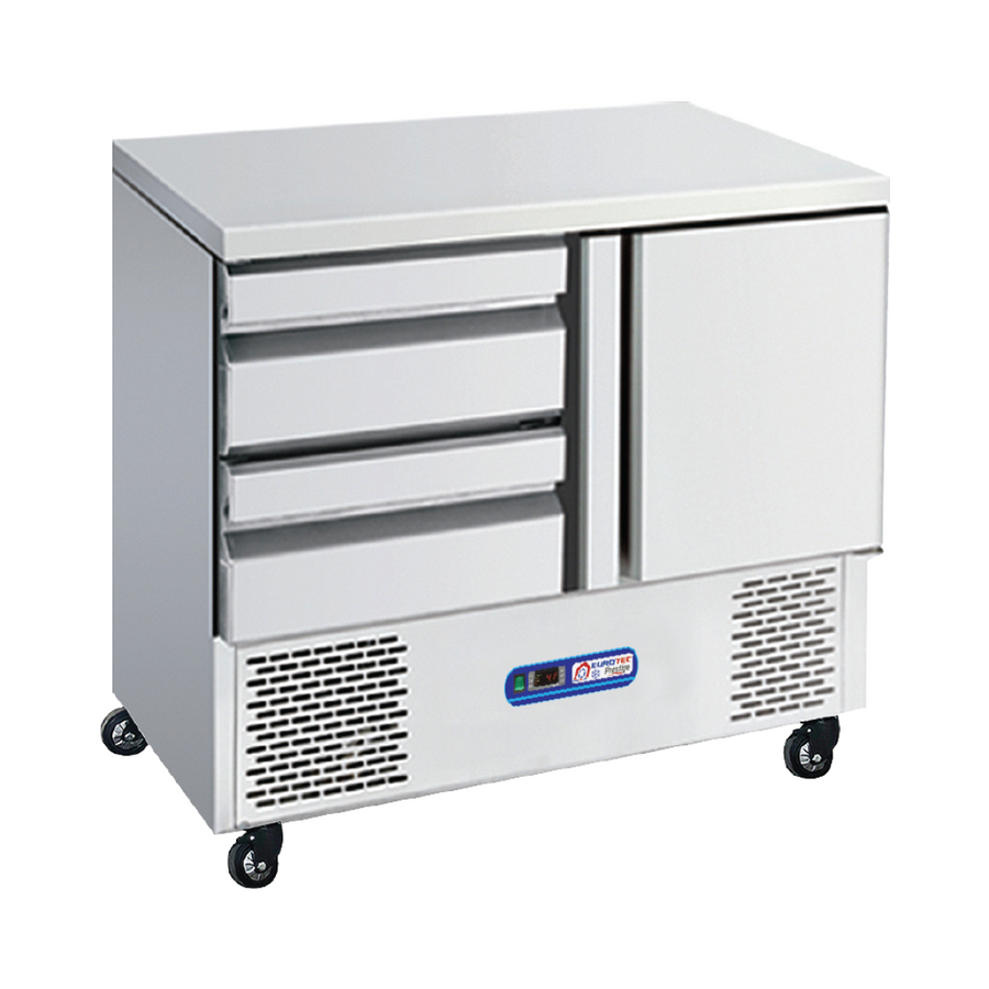 Table réfrigérée COMPACT 1 portes et 2 tiroirs moteur en bas