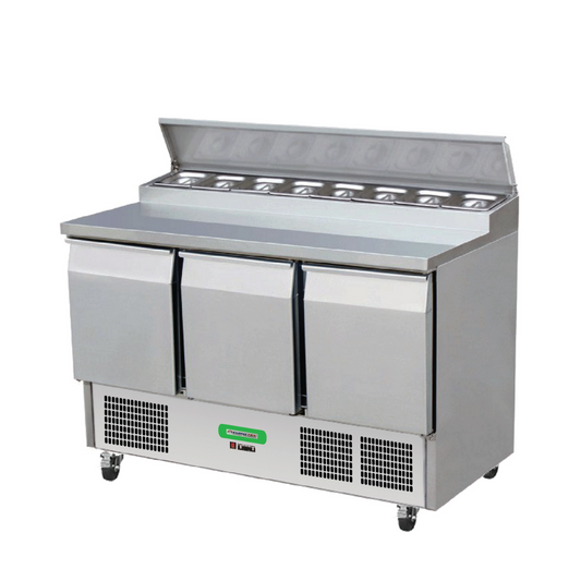 Saladette Réfrigérée 3 Portes COMPACT Plan de Travail Inox Pro EUROTEC