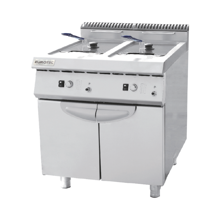 Friteuse à gaz 2 bacs sur coffre
